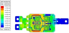 Current density map on the power module, top view