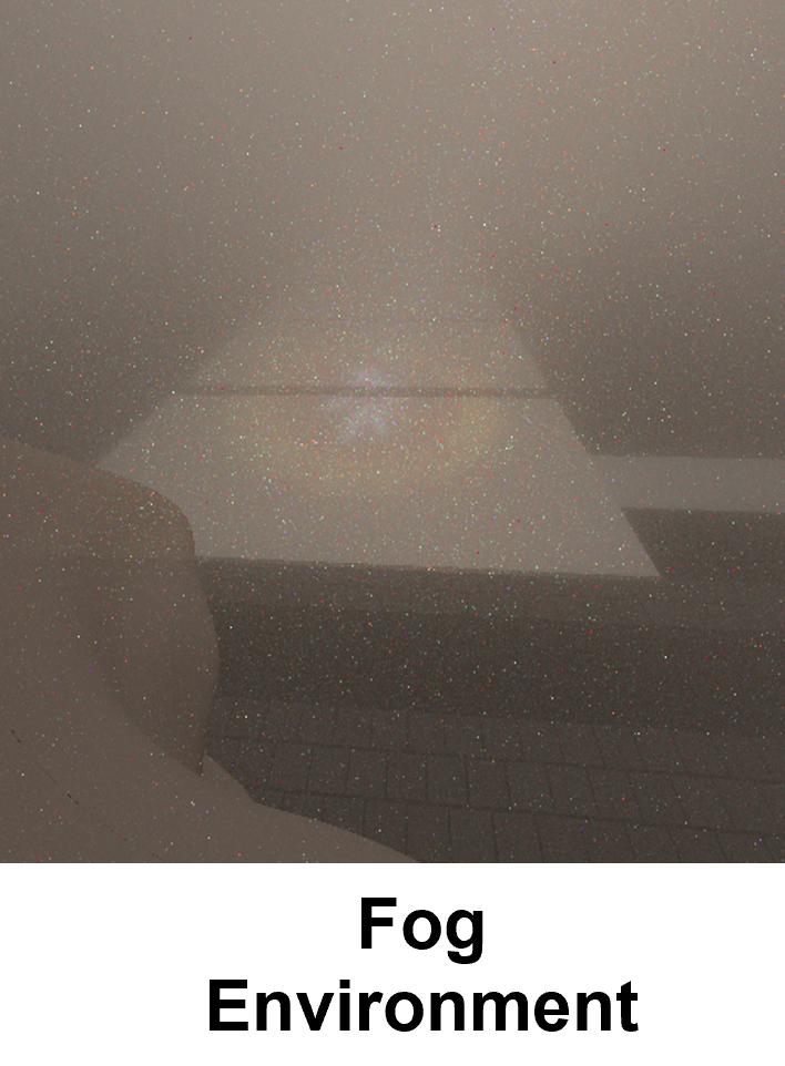 Simulated projection visibility in a dense fog environment
