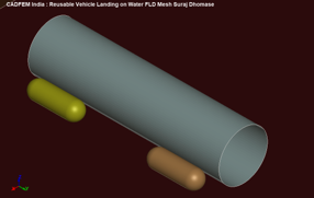 Reusable vehicle with inflatable floats before water impact